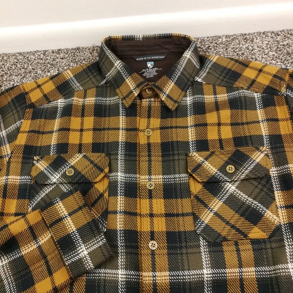 Kuhl Shirt Disordr Heavyweight Flannel L/S Button Up Plaid Brown Mens Large 7334 - Picture 2 of 12